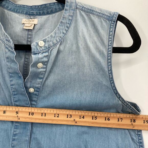 J. Crew Chambray Ombré Sleeveless 1/2 Button Pop Over Coastal Casual 6 - Picture 9 of 9